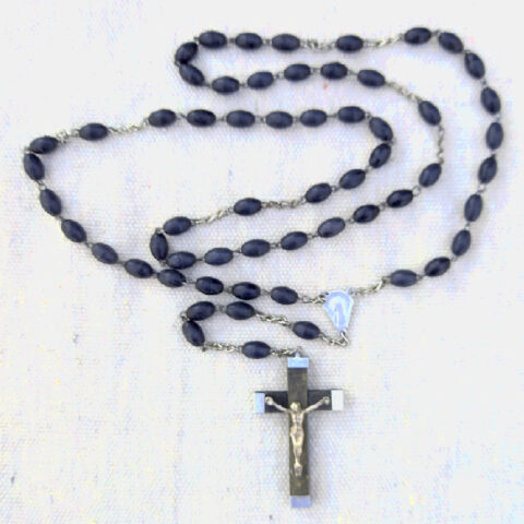 1960s Vintage Rosary Crucifix Pendant Brown (SANT-010)