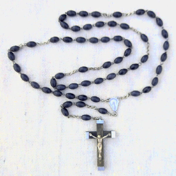 1960s Vintage Rosary Crucifix Pendant Brown (SANT-010)