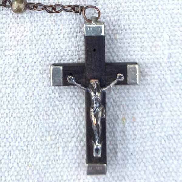1960s Vintage Rosary Crucifix Pendant Ebony (SANT-011) - Image 2