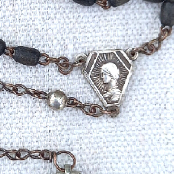 1960s Vintage Rosary Crucifix Pendant Ebony (SANT-011) - Image 3