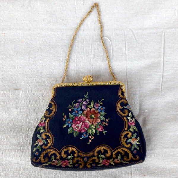 Vintage Black Purse with Embroidery (VC-036)