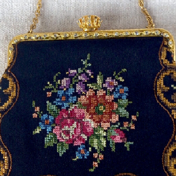 Vintage Black Purse with Embroidery (VC-036) - Image 2