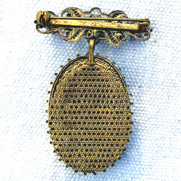 Vintage Dangle Brooch with Red Rhinestones (VCAJ-045) - Image 4