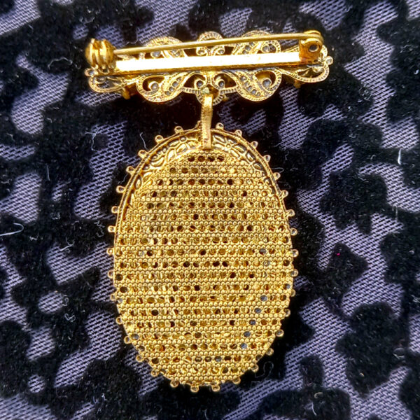 Vintage Dangle Brooch with Red Rhinestones (VCAJ-045) - Image 2