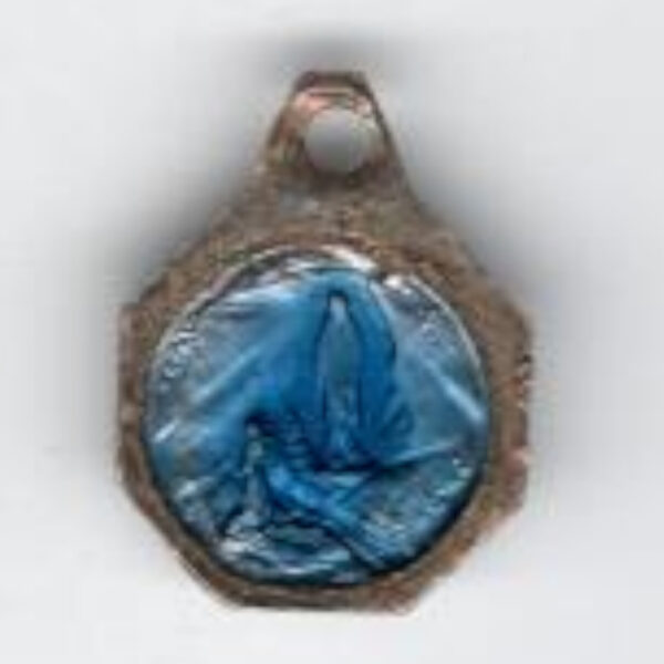 Vintage Religious French Blue Enamel Lourdes Pendant Charm (VCAJ-054) - Image 2