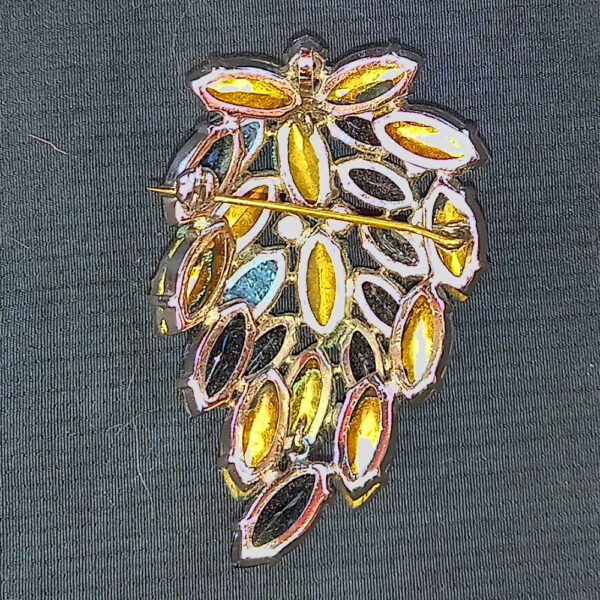 Beautiful Large Vintage Blue Rhinestone Brooch Concave (VCAJ-055) - Image 2