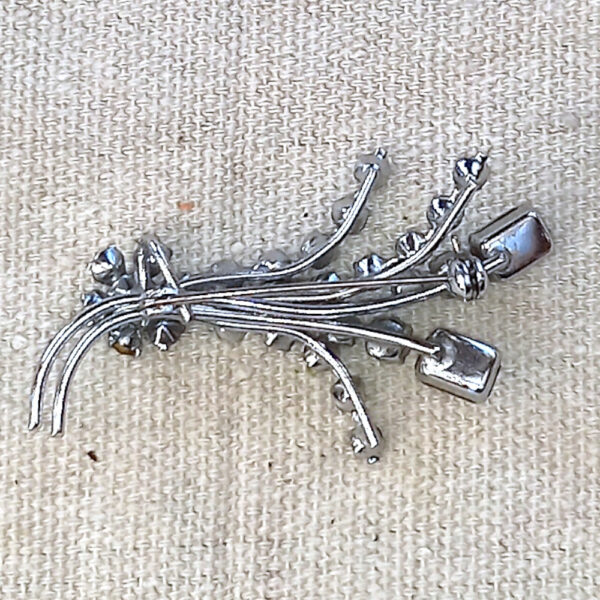 Vintage Clear Rhinestones Brooch Silver-Tone (VCAJ-057) - Image 2