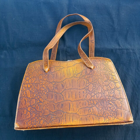 Vintage Crocodile Embossed Brown Leather Purse by Huntley (VCBA-002)
