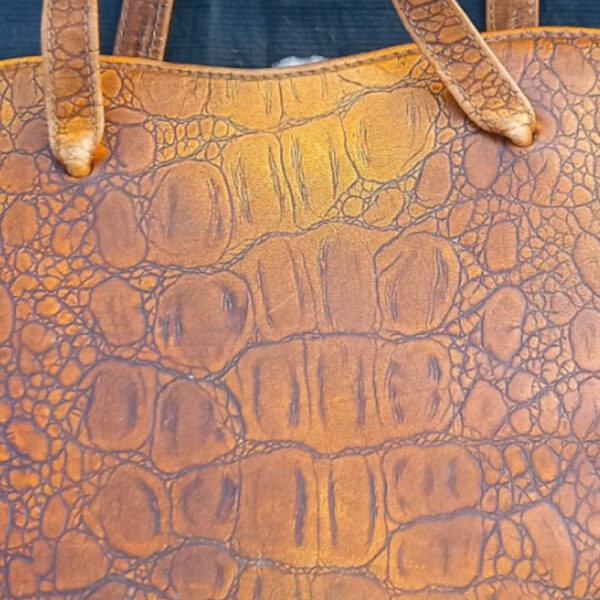 Vintage Crocodile Embossed Brown Leather Purse by Huntley (VCBA-002) - Image 3