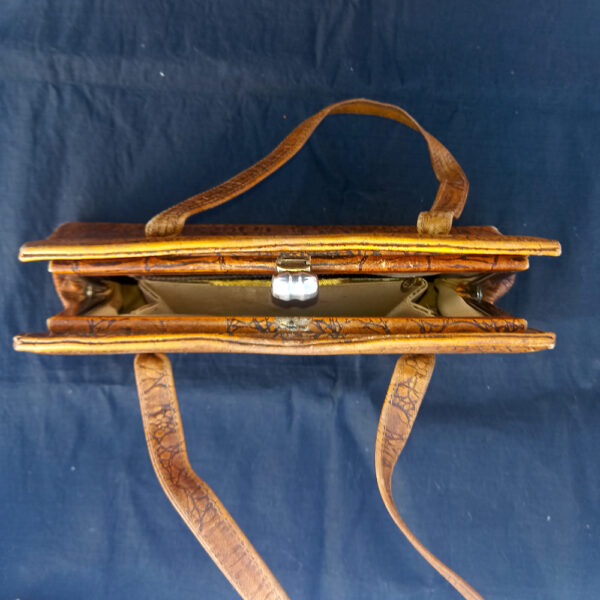 Vintage Crocodile Embossed Brown Leather Purse by Huntley (VCBA-002) - Image 5