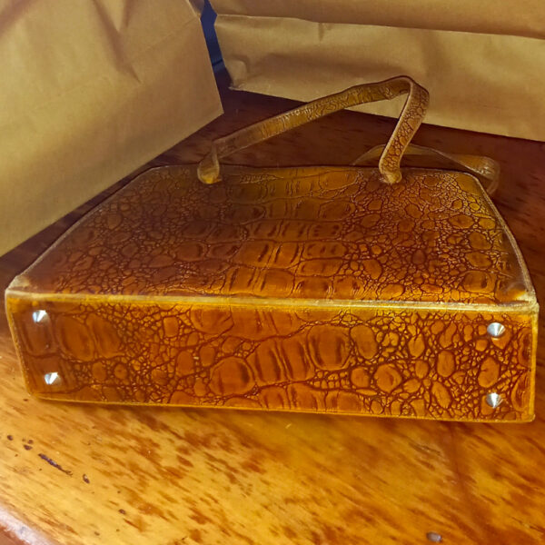 Vintage Crocodile Embossed Brown Leather Purse by Huntley (VCBA-002) - Image 2