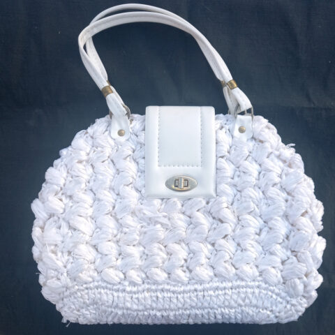 Vintage Raffia Purse/Handbag White (VCBA-003)
