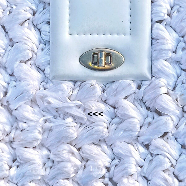 Vintage Raffia Purse/Handbag White (VCBA-003) - Image 3