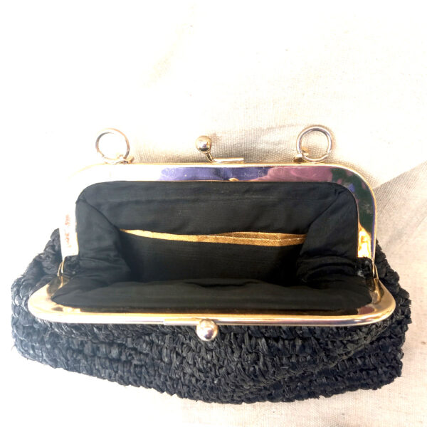 Vintage Crochet Raffia Purse Black (VCBA-007) - Image 3