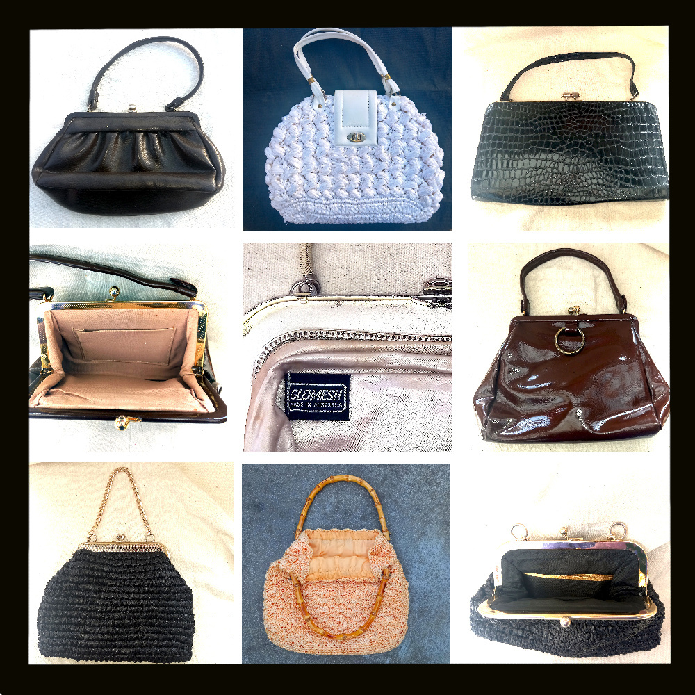 Vintage bags, clutches, baskets, and purses for sale, featuring unique, timeless accessories perfect for collectors and fashion enthusiasts.