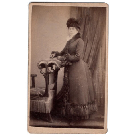 CdV of a Lady Standing Wearing Coat + Hat by Edwin Nainby (ANPH-018)