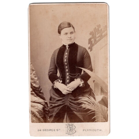 CdV of a Young Woman Standing by Heath & Bullingham Plymouth (ANPH-022)