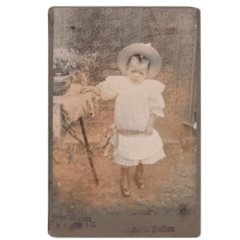 Cabinet Card of a Child in a White Dress Standing (ANPI-002)
