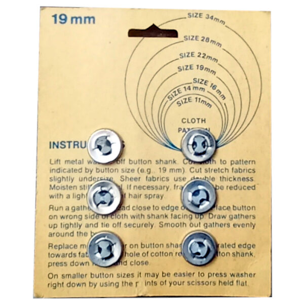 19mm Korbond Self Cover Buttons x6 (BUT-040) Original Packaging - Image 2