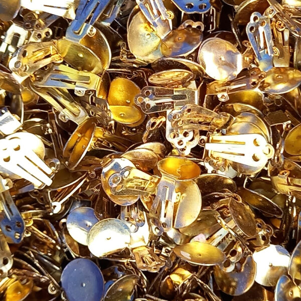 14mm Blank Ear Clips Gold-Tone (20 Pcs) for DIY Jewelry (CWWB-013) - Image 3
