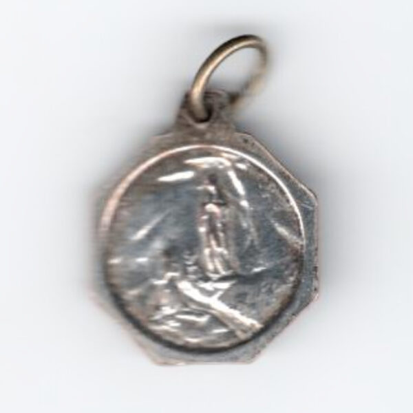 Vintage Religious French Blue Enamel Lourdes Pendant Charm (VCAJ-060) - Image 2