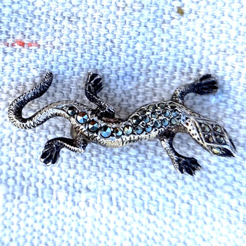 1960s Marcasite Lizard Brooch (VCAJ-066)