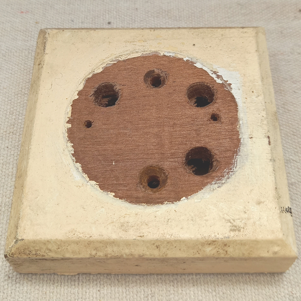 Vintage Wooden Mounting Block 85mm Square (ANTV-048) - Image 3