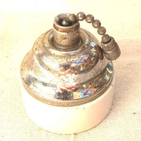 Chrome/Ceramic Ceiling Pull Switch by Crabtree (ANTV-070)