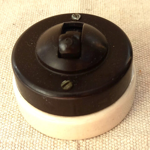 1920s Bakelite Ceramic Rocker Light Switch by Crabtree (ANTV-071)
