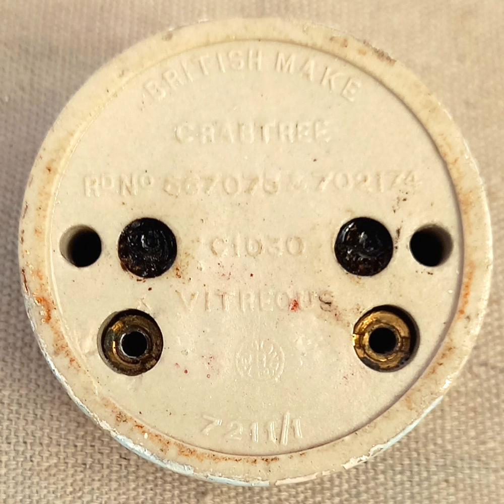 1920s Brass Ceramic Rocker Power Switch by Crabtree (ANTV-077) - Image 2