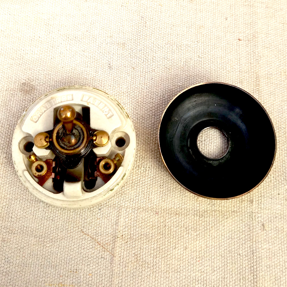 1920s Brass Ceramic Rocker Power Switch by Crabtree (ANTV-077) - Image 5