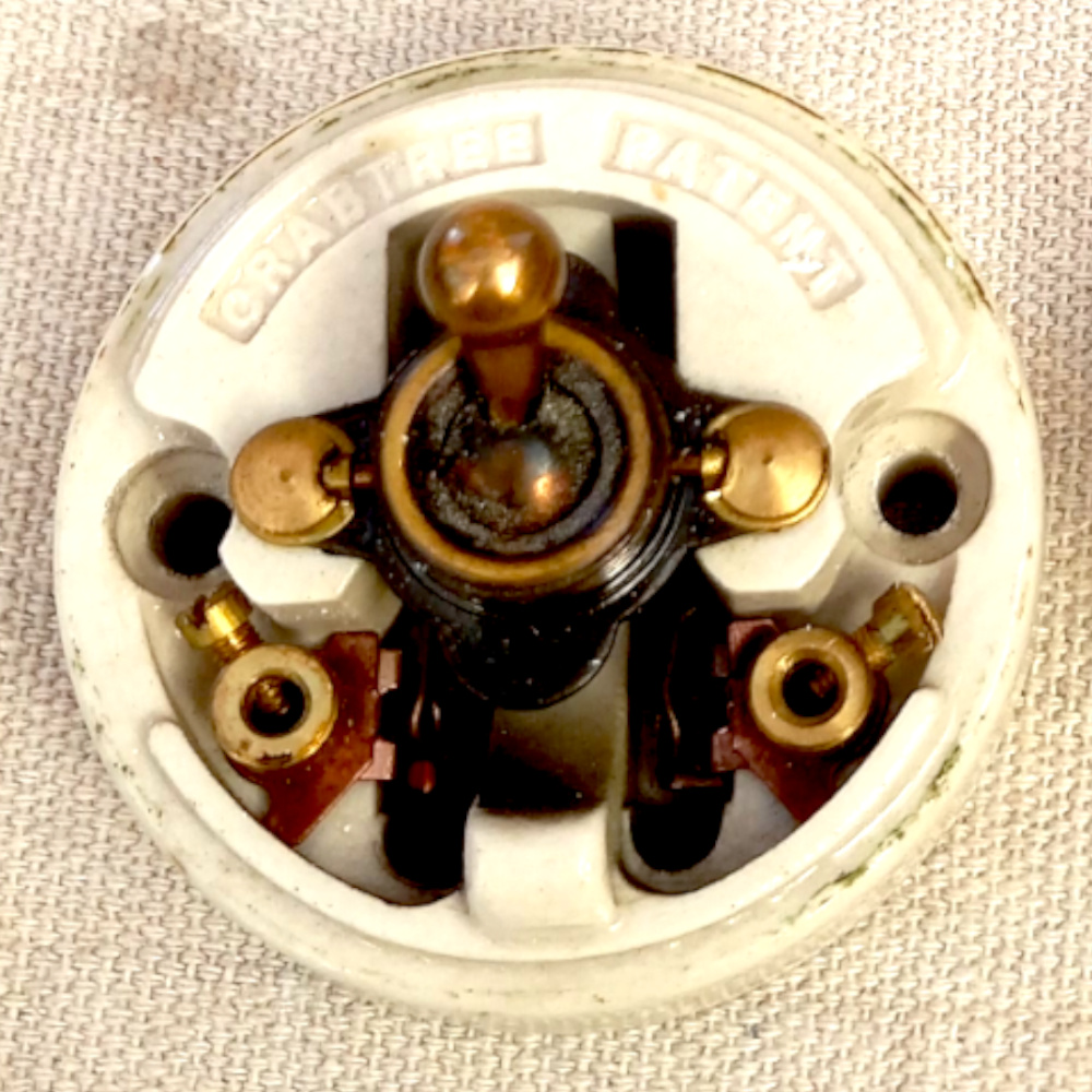 1920s Brass Ceramic Rocker Power Switch by Crabtree (ANTV-077) - Image 4