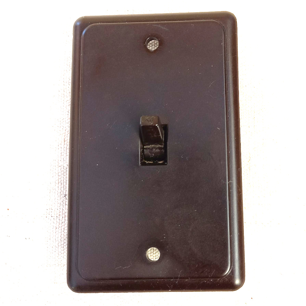Vintage Brown Bakelite Switch 10A 240VAC by PDL (ANTV-078)