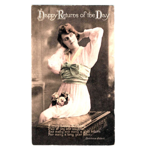 1910s Postcard of Woman Happy Returns of the Day (ANPC-006)