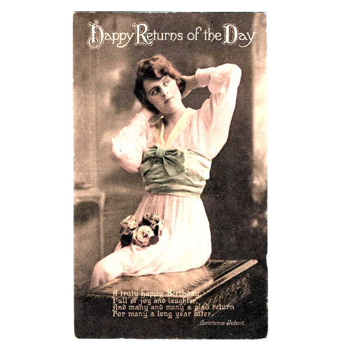 1910s Postcard of Woman Happy Returns of the Day (ANPC-006)