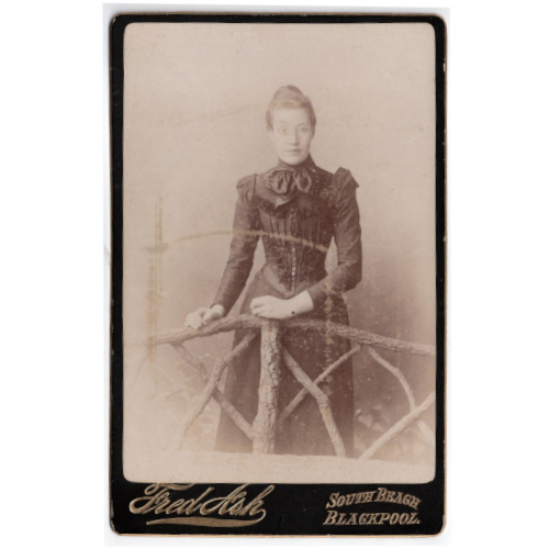 Cabinet Card of a Young Woman by Fred Ash Blackpool (ANPI-006)