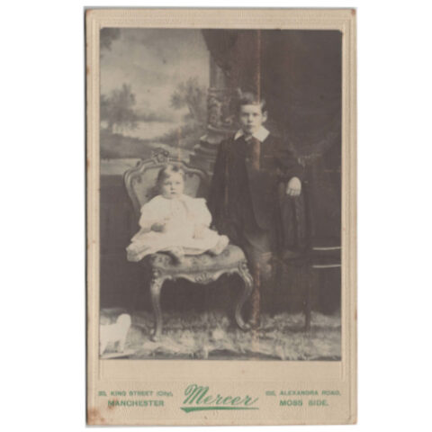 Cabinet Card of two Children by Mercer Manchester (ANPI-021)