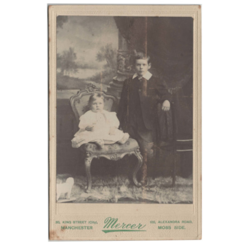 Cabinet Card of two Children by Mercer Manchester (ANPI-021)