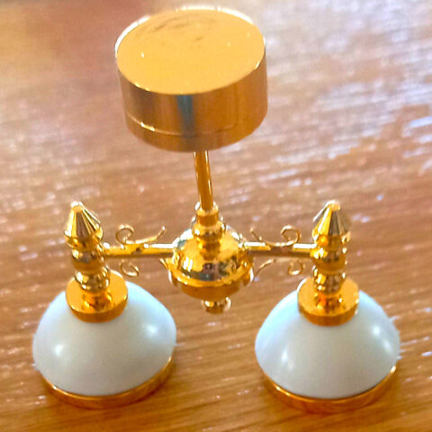 Dollhouse 2-Arm Chandelier Scale 1:12 with Battery CR1632 (TY-029)