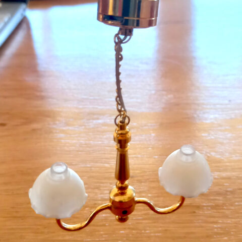 Dollhouse 2-Arm Chandelier Scale 1:12 with Battery CR1632 (TY-032)