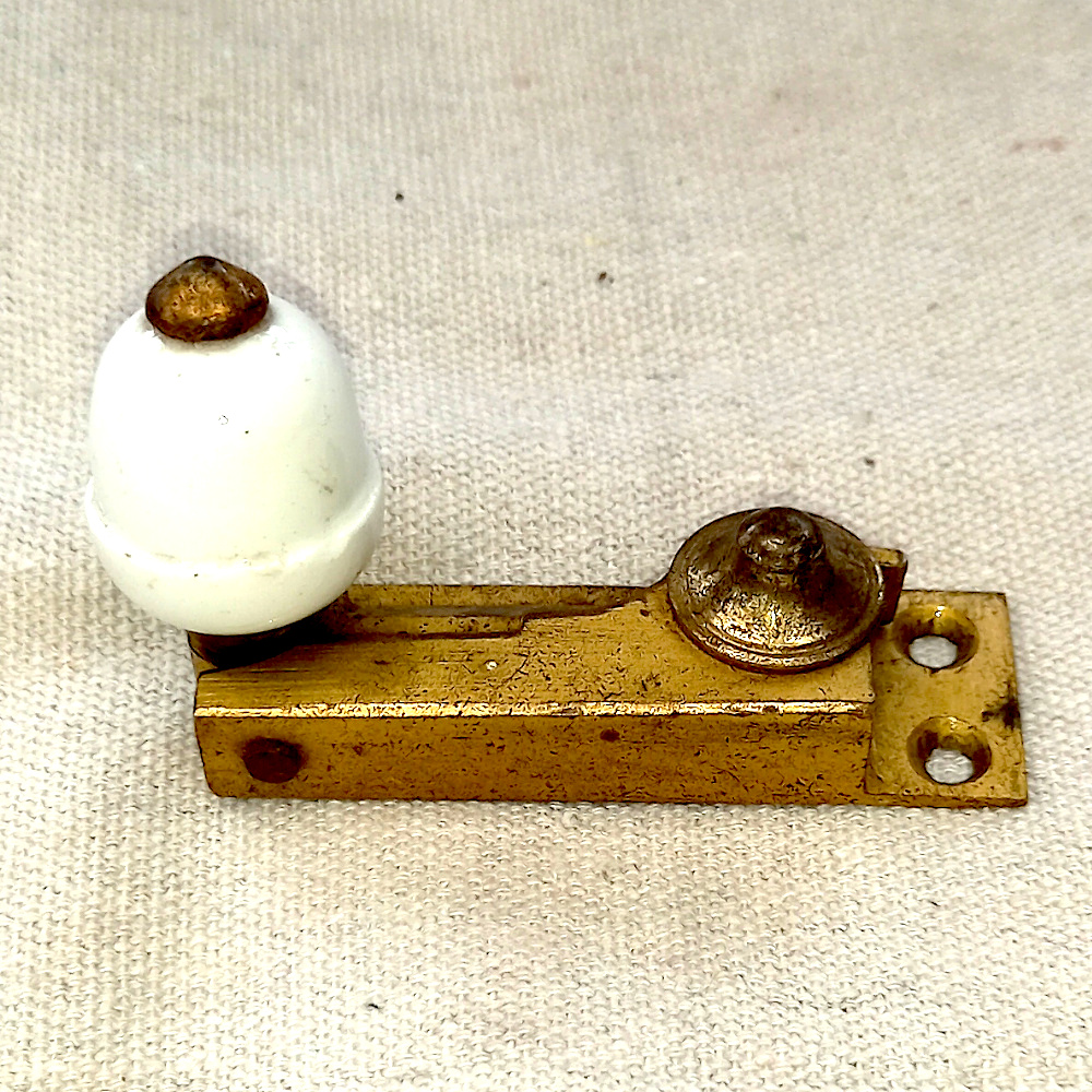 Victorian Brass/Ceramic Sash Fastener (WIND-011) - Image 4