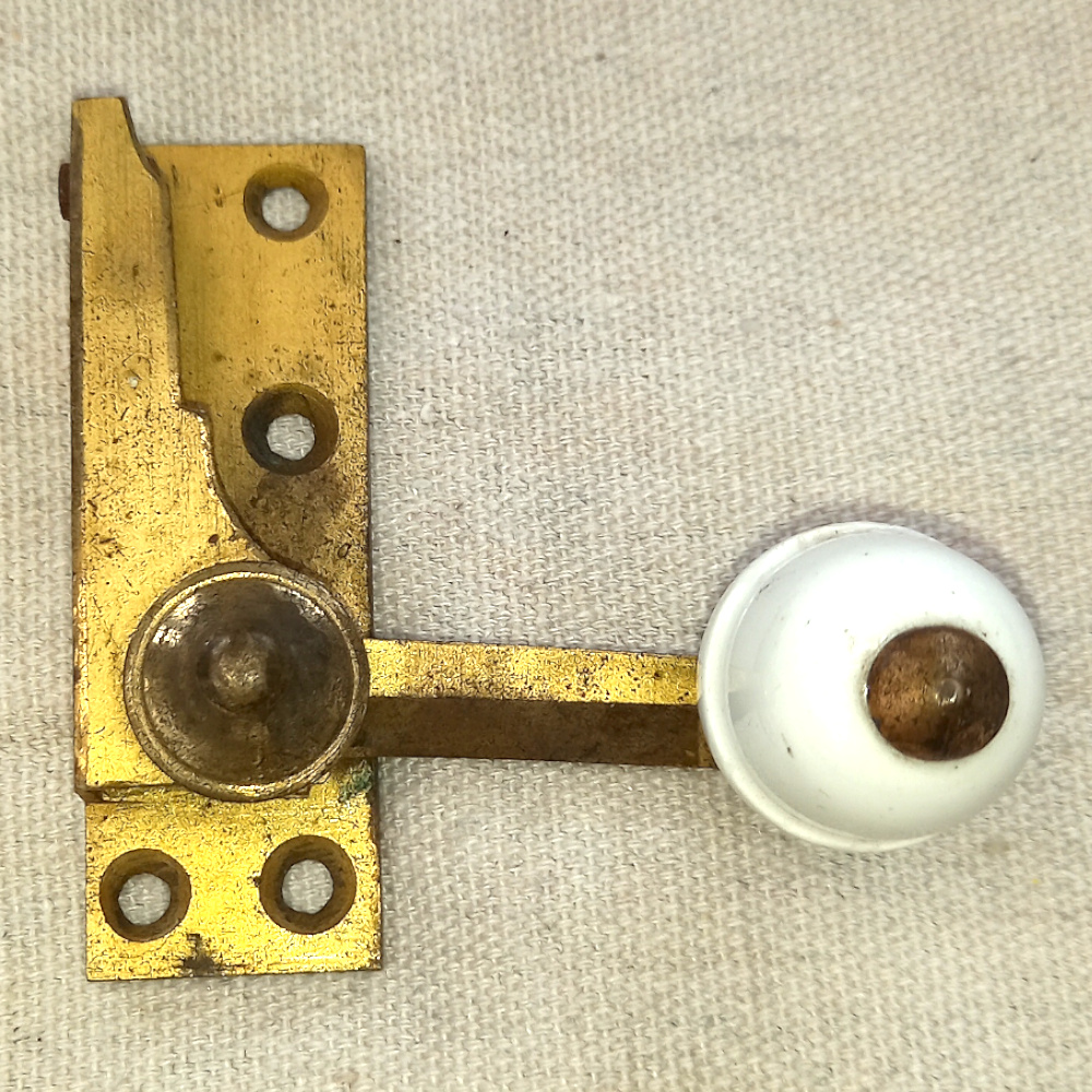Victorian Brass/Ceramic Sash Fastener (WIND-011)