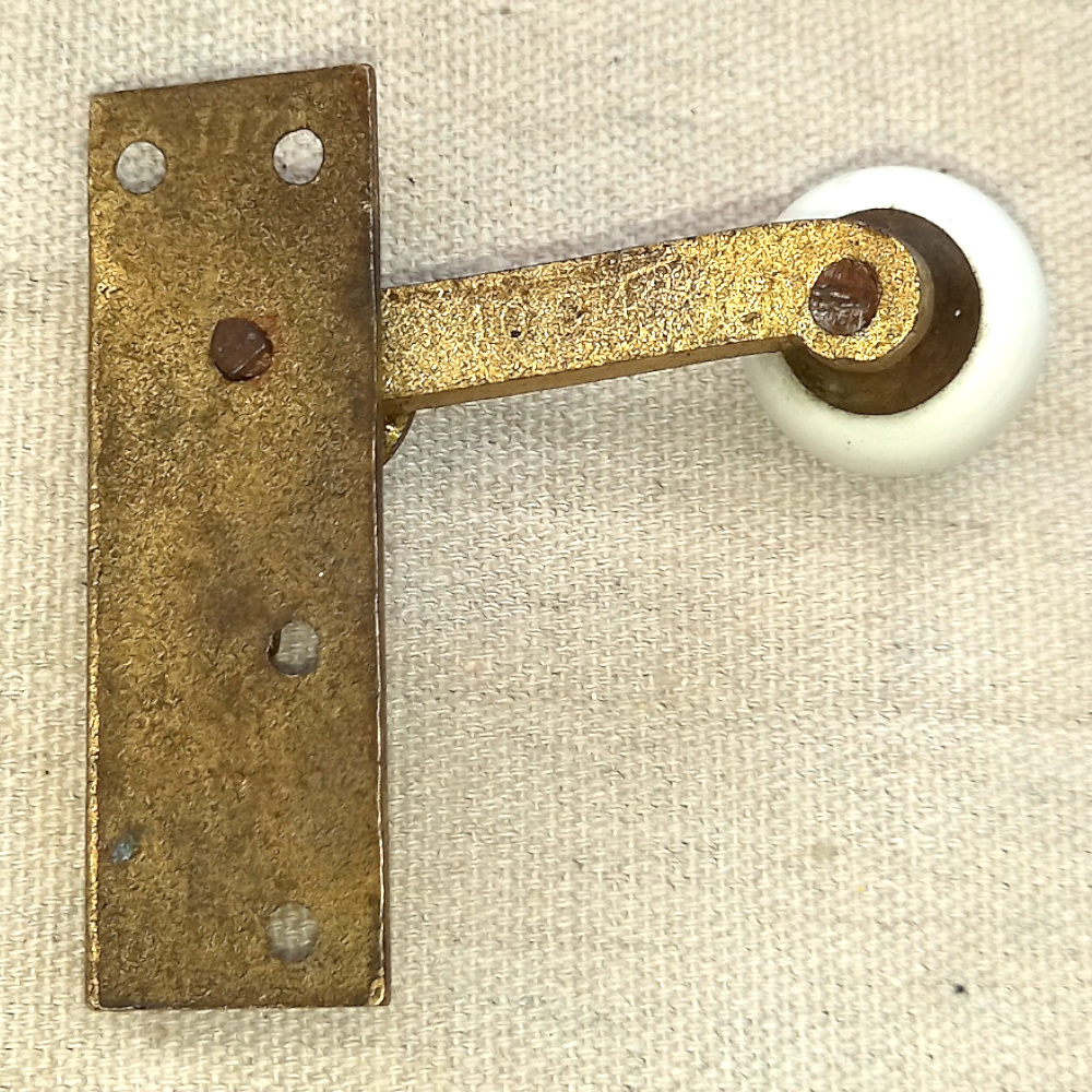 Victorian Brass/Ceramic Sash Fastener (WIND-011) - Image 2