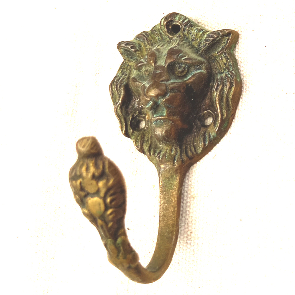 Antique Lion Head Coat Hook Cast Brass (ANTM-035)