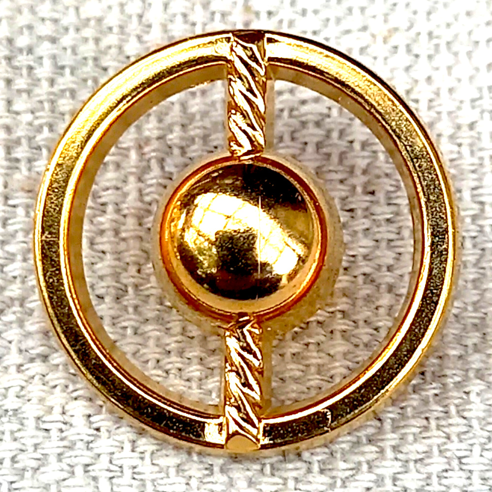 22mm Button Gold Plastic 1980s NOS (BUT-045M)
