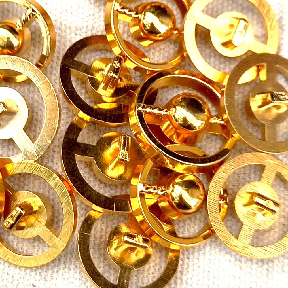 22mm Button Gold Plastic 1980s NOS (BUT-045M) - Image 3