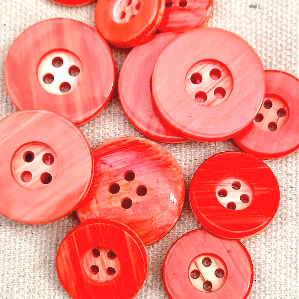 17mm Button Pink-Orange 1980s NOS (BUT-054S) - Image 3