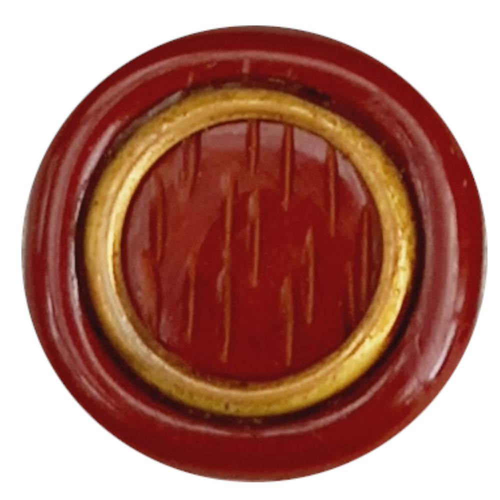 17mm Button Auburn with Gold Metal Ring 1980s NOS (BUT-058S)