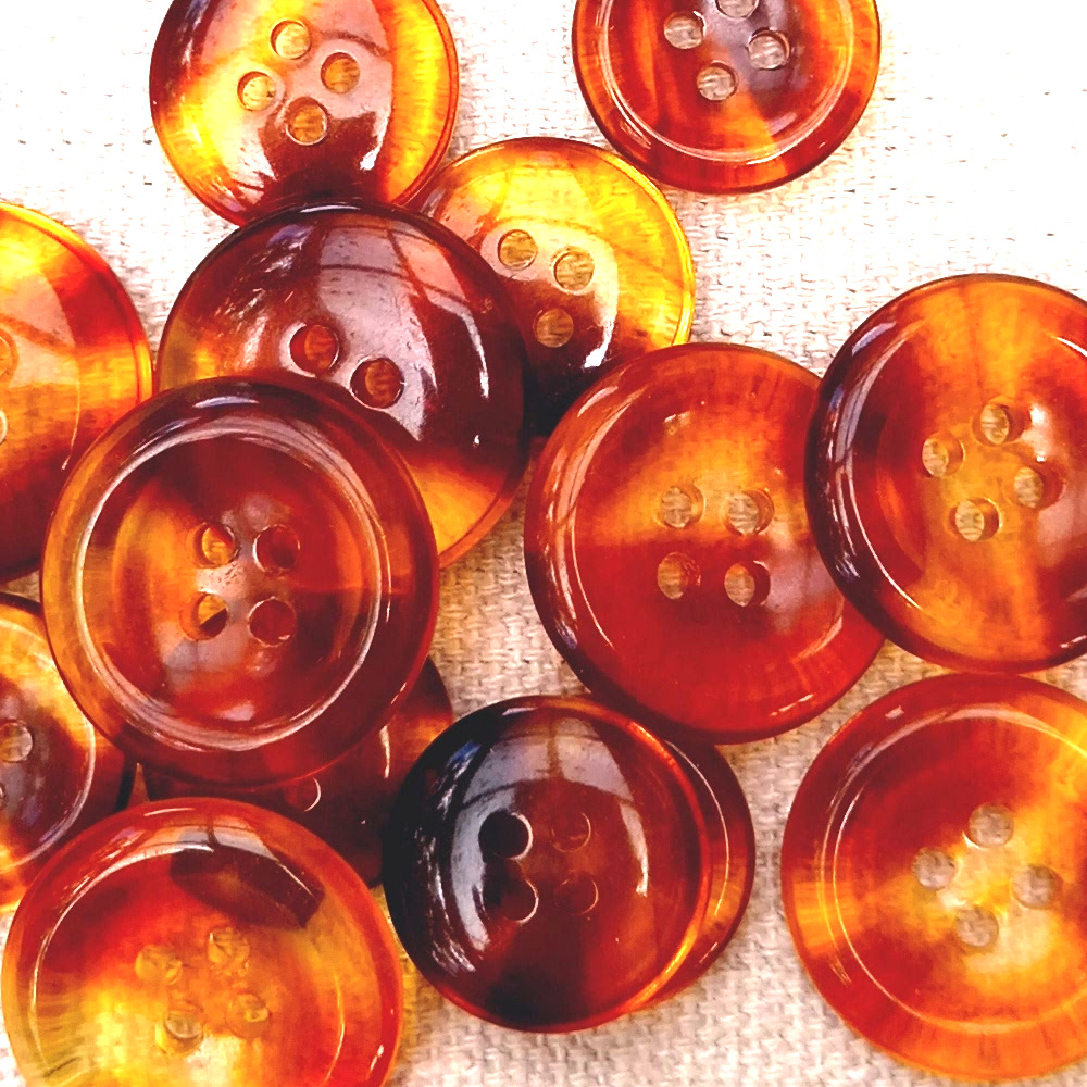 22mm Button Mock Tortoiseshell Translucent 1980s NOS (BUT-068L) - Image 3