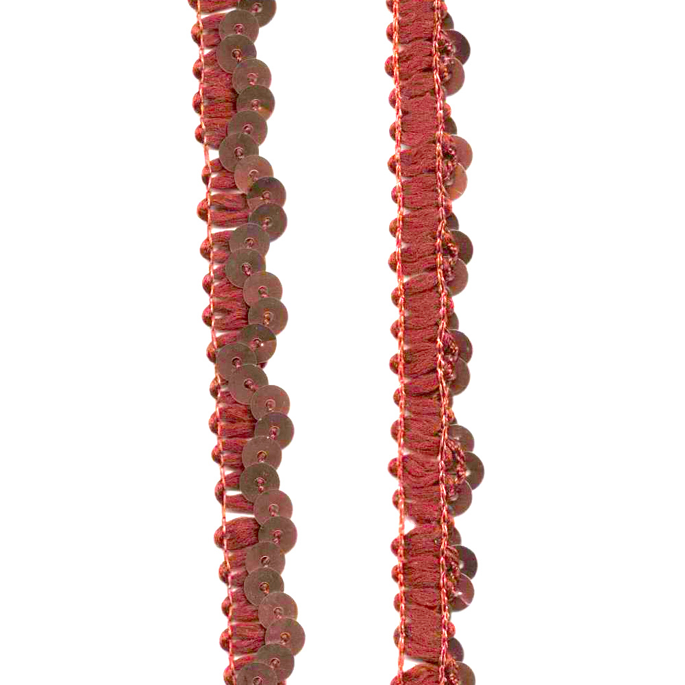 12mm Stretch Lace Brown with Brown Sequins (UB-030) Sold by the Meter - Image 3